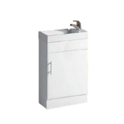 400*220*860mm Vanity Narrow Gloss White Kicker Steel Handle Poly Basin Bathroom