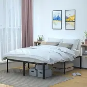 Amazon Basics Heavy Duty Non-Slip Bed Frame with Steel Slats, Easy Assembly - 46cm, Height(Queen)