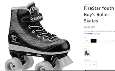 Roller Derby Firestar Roller Skates Youth Boys Size Jr. 13 NEW IN BOX