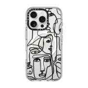 iPhone 16 Pro Clear Case MagSafe Compatible FACE MOSAIC SKETCH 1 CLEAR CASE IPHONE, ABSTRACT MINIMAL PEOPLE ILLUSTRATION By Ebi Emporium