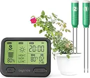 BIGTRIDE Wireless Soil Tester with LCD Display - 4-in-1 Sensor for Moisture, Temperature, Sunlight & Time, 200ft Range - Perfect for Indoor/Outdoor Plants, Garden & Lawn - Gift for Gardeners