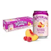 Waterloo Raspberry Nectarine Sparkling Water – 12oz Cans, 12 Pack, Zero Sugar
