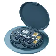 RC-190 60W Mini Data Cable Storage Kit Box Type-C to Type-C Cable with USB/Android/iP Converter Port Mobile Phone Holder