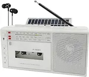 Cassette Tape Player Boombox, Record to Cassettes, AM FM Radio Recorder, Solar/Rechargeable Battery, Tape Player with Bluetooth, Flashlight, Headphone Jack, Support 32GB SD Card/USB Cassette Player