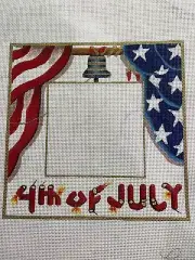 Hand Painted Needlepoint Canvas 18 CT 4TH OF JULY PICTURE FRAME