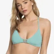 Roxy womens Solid Beach Classic Fixed Triangle T-Back Bikini Top Size XL Canton