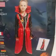 Luxurious Vampire Witch Costume Dress & Necklace Kids Girls Size M (8-10)
