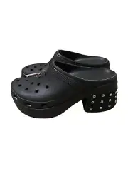 Crocs Siren Black Studded Platform Clog Heel Men Size 13 Disco New NWT