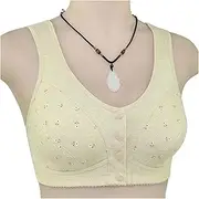 [WXNLB] Women's Printed Pure Cotton Everyday Sleep Bras Wirefree Four Snaps Front Closure Bralette Comfort Sports Nursing Bra