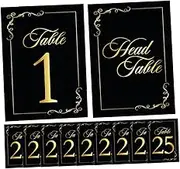 NOLITOY Black Gold Foil Table Number Cards 1-30 Double-Sided Foil 4x6 Inch for Receptions