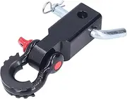 2in Universal Shackle Hitch Receiver, Heavy Duty Steel Vehicle Recovery Towing Accessories Replacement Accessories for Cars Trucks Vehicle (Black)