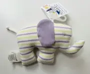 UNDER THE NILE Organic Cotton Striped Elephant Plush Lovey Purple Green White