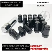 YAMAHA VIKING WOLVERINE YXZ KAWASAKI KRX TEREX LUG NUTS 12MM X 1.25 16PC BLACK