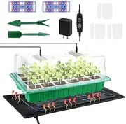RODINTO - Large Seed Starter Trays with Heat Mat, Seed Starter Kit with 48 Full Spectrum LEDs, 24 Large Cell Seed Germination Kit with Grids