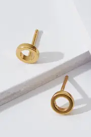 Dot Stud Gold Earrings--NAJ-E5470