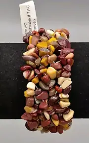 Mookaite Jasper Stretch Bracelet Chips Beads Earthy Colors Browns 30mm thick NWT