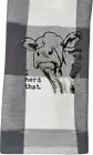 Herd That Country Cow Towel Farm House Checkered Black White Funny Quote