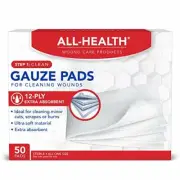Soft Non-Stick Cleaning Gauze Pads for Scrapes Burns or Cuts (50 pads)