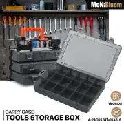 18 Grids 4-in-1 Tools Storage Box Adjustable Compartments Clear Plastic w/Handle