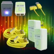 2X 4 USB PORT HUB AC WALL ADAPTER+3FT CABLE POWER CHARGER SYNC YELLOW GALAXY TAB
