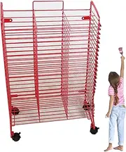 Art Drying Rack for Classroom,Metal 25 Shelves Art Canvas Storage Rack,Ideal for Schools Art Preschool,Red
