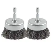 2 Pack Wire Cup Brush Set for Drill, Wire Brush for Drill 1/4 Inch Hex Shank