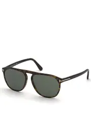 Tom Ford Pilot Sunglasses Dark Havana & Green Jasper FT0835