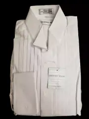16x 34 35 GEOFFREY BEENE New White Wing Tuxedo Shirt Cotton French Cuffs TUXXMAN