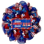 Gnome Sweet Gnome Patriotic Handmade Deco Mesh Wreath