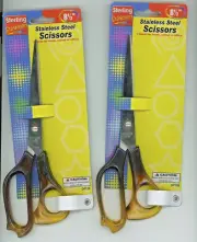 2 pair SCISSORS 8 1/2" Stainless Steel for home Crafts School and/or Office