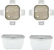 Muyoka 2 Pcs Salad Box with 4 Compartments Trays Stackable Salad Box Container Reusable Salad Box Adult Lunch Box for Chicken Salad Toppings Fruits (White)