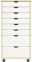 Jela Original Roll Cart, Solid Wood, 6+2 Drawer Extra Wide Drawers Roll Carts, White