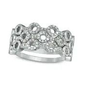 0.25 CT. T.W. Natural Diamond Circle Outline Three Piece Stackable Band Set in Sterling Silver