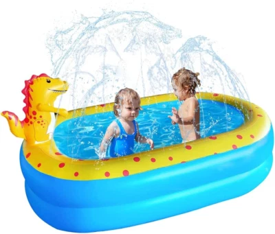 Inflatable Swimming Pool for Kids with Sprinkler, Funny Blow up Piscina 67'' X 4