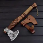 Handmade Viking axe hunting carbon steel hatchet axe sharpie axe with sheath
