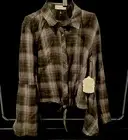 Altar'd State plaid shirt w/flutter sleeves- Size M