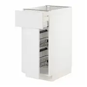 METOD / MAXIMERA base cab w wire basket/drawer/door, white/Stensund white, 40x60x80 cm