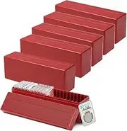 6 Pack Plastic Coin Slab Storage Boxes, Red Coin Collection Box for 20 Slots Fit for PCGS NGC PCCB PMGab ANACS Coin Holders Coin Container for Collectors Office Home Bank Supplies (Include Boxes Only)