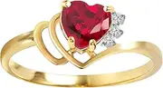 [Galaxy Gold GG] Galaxy Gold 14K Solid Rose Gold Angel's Heart - Heart Shaped 1.12 Carat Ruby & Diamond Ring