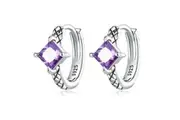SOLID Sterling Silver Criss-Cross Hoop Purple CZ Earrings - AVILIA Designs Pandora Compatible