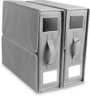 2Pcs Bed Sheet Storage Box, Collapsible Bed Sheet Organizer, 14.96×12.99×4.7 Inch Bedding Organizer with Handle, Oxford Cloth Bedding Storage Box for Bedding Duvet Covers Pillow Cover (Grey)