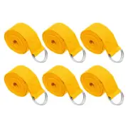 6Pcs 8 Feet Cotton Yoga Strap Belt Stretch Bands with D-Ring Buckle, Yellow