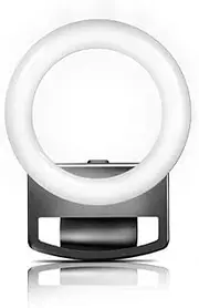 Portable Selfie Ring Light with Rechargeable Battery and Dimmer Clip-on Beauty Ring Light with White/Warm/Neutral Lights for Phone Laptop Computer Tablet Black