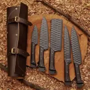 Hand Forged Damascus Chef's Knife Set of 5 BBQ Knife Kitchen Knife/Gift for Her