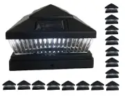 16 Pcs Black Solar Garden Outdoor Cap Post Light 5X5 Plastic with 5 LED Bulbs