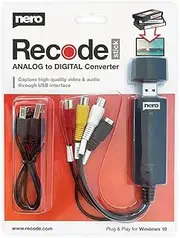 VHS to USB Video Grabber Recode Stick | Digitize VHS Yourself | Analogue to Digital Capture Card | Windows 11/10 / 8/7 (Digitize Video Cassettes | S-VHS | Hi8 | Super 8 | DVD to PC)