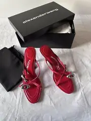 Alexander Wang Dome Strappy Slide Sandals Heels Bright Red Snake 39 $695