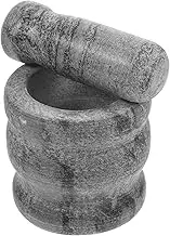 PRETYZOOM Stone Garlic Pestle Set for Crushing Spices Pepper and Garlic Traditional Design for Preparation for Cooking and Housewarming Parties