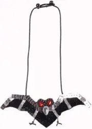 Sparkling VAMPIRE BAT Jeweled Sequins Necklace Halloween Costume Accessory