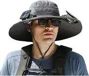 [Generic] Solar Fan Hat Wide Brim, Wide Brim Sun Hat, Solar Fan Outdoor Fishing Hat, Sombrero para El Sol Hombre